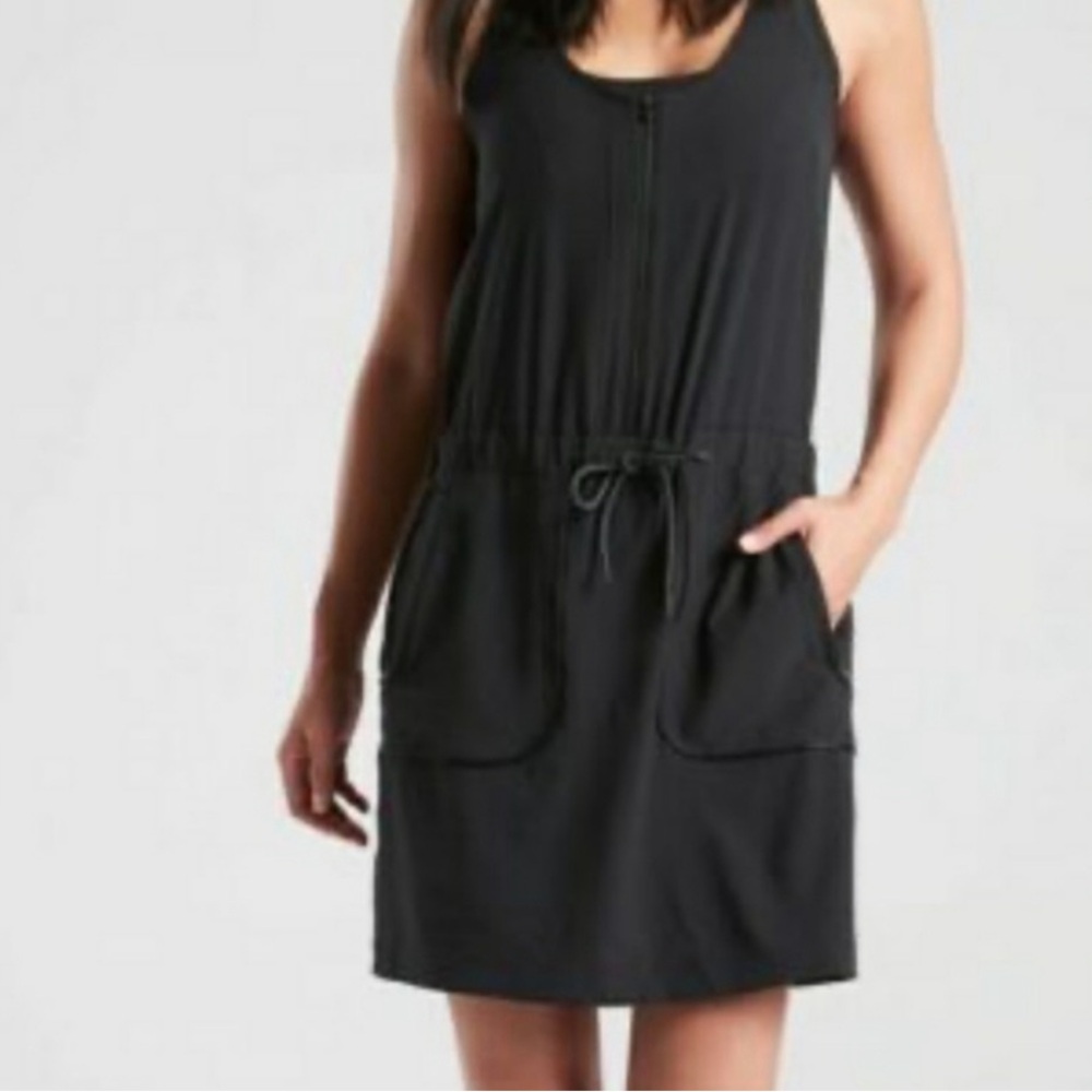 Athleta Savannah Strap Black Tie Waist‎ Athletic Dress Sz. XS NWOT